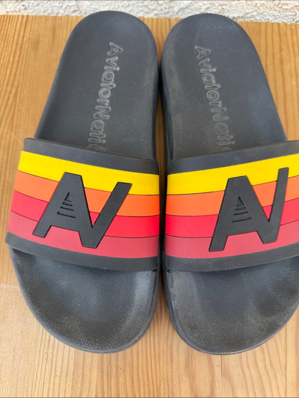 Aviator Nation  Logo Rainbow 4 Stripe Slide size 8